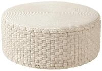 Beliani Outdoor Pouf hell beige ⌀ 70 cm rund handgewebt f&uuml;r Garten Accessoires
