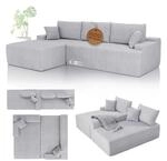 Juskys Sofa Coredo - modernes Cord Sofa mit Ottomane Links, gem&uuml;tliche Couch mit