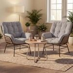 2er-Set Loungestuhl HWC-P75, Loungesessel Relaxstuhl, Stoff 220g/m&sup2; Poly-Rattan