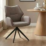 Esszimmerstuhl TIMNA 360&deg; drehbar, Taupe - Moderner Polsterstuhl mit Armlehnen,