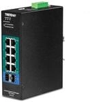 TRENDnet, TI-PG102i, 10-Port Industrial Gigabit L2 Managed PoE+ DIN-Rail Switch, 8 x