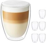 Relaxdays Latte Macchiato Gl&auml;ser, 6er Set, doppelwandiges Glas, 350 ml,