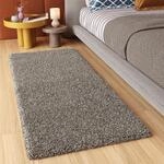 TAPISO Essence Teppich L&auml;ufer Flur Br&uuml;cke Shaggy Hochflor Langflor Grau Einfarbig