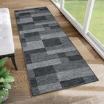 TAPISO Anti Rutsch Teppich L&auml;ufer rutschfest Br&uuml;cke Meterware Modern Bsalt