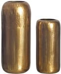 Wohnling Deko Vase 2er Set Aluminium Gold Zylinder Blumenvase Modern, Dekovase Rund