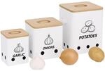Relaxdays Kartoffel Aufbewahrungsbox, Zwiebeln, Knoblauch, 3er Set, mit L&ouml;chern,