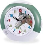 Atlanta Kinderwecker ohne Ticken mit Pferde Motiv Gr&uuml;n - 10 cm - 2149/6