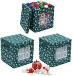 Relaxdays Weihnachtskugel Aufbewahrungsbox, 3er Set, HxBxT: 33 x 33 x 33 cm, Vlies,