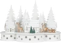 Spetebo LED Holz Weihnachtsstadt - 30 cm/wei&szlig; - Weihnachtsdorf Weihnachtsszene