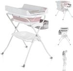 Cangaroo Babywanne Wickeltisch Como 2 in 1 faltbar, Wickelauflage, Zubeh&ouml;rfach rosa