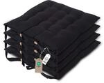 Homescapes 4er Set Stuhlkissen 40x40 cm schwarz &ndash; Sitzkissen Outdoor/Indoor mit