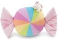 NICI Kissen Bonbonf&ouml;rmig 45cm mit Kuscheltier Einhorn 12cm - Weiss - Flauschiges