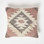 Homescapes Kelim Kissen Pali rosa-grau Gemustert, Deko-Kissen 45x45 cm, Boho Kissen
