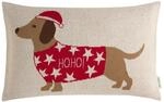 TOM TAILOR Weihnachtskissen rot &ndash; Kissenbezug Weihnachten &ndash; Dackelmotiv &ndash; 100%