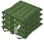 Homescapes 4er Set Stuhlkissen 40x40 cm olivgr&uuml;n &ndash; Sitzkissen Outdoor/Indoor mit