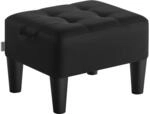 SONGMICS Sitzhocker, Fu&szlig;hocker, Leinenimitat, Hocker, Dicke Polsterung, bis 150 kg