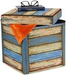 Relaxdays Sitzhocker mit Stauraum, Vintage Holzplanken Design, faltbar, gepolstert,