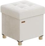 SONGMICS Sitzhocker mit Stauraum, Hocker faltbar, 38 x 38 x 40 cm, Aufbewahrungsbox