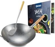 CLP Wok-Set aus Karbonstahl I Flacher oder runder Boden f&uuml;r Gas, Induktion und Grill