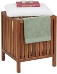 Relaxdays W&auml;schekorb mit Sitz, Badbank mit Stauraum, 50 l W&auml;schesammler, HBT
