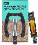 AARON City Fahrradpedale mit rutschfestem Gummi Grip und Polymer-Gleitlagern,
