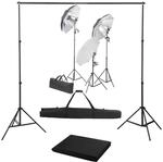 vidaXL Fotostudio Set mit Lampen-Set Hintergrund Schirm Studioset Komplettset Stativ