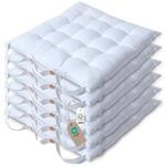 Homescapes 6er Set Stuhlkissen 40x40 cm wei&szlig; &ndash; Sitzkissen Outdoor/Indoor mit
