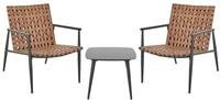 Balkonset PE-Rattan braun 2 Gartenst&uuml;hle mit Tisch 50x50 cm rustikal Ziria