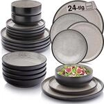 S&Auml;NGER Luxor | Tafelservice 24 teilig, Steingut Geschirr Set 6 Personen, 6x Teller