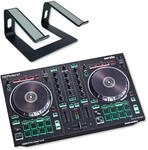 Roland DJ-202 2-Kanal 4-Deck USB-DJ-Controller mit keepdrum Laptopst&auml;nder Schwarz