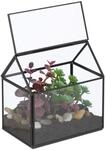 Relaxdays Pflanzenterrarium, Glas & Kupfer, 15x15x10 cm, Deko Glashaus Kakteen &