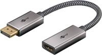 goobay DisplayPort Kabel Textil - DisplayPort auf HDMI Adapter - Vergoldet, F&uuml;r