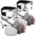 AGT Partikelfilter Maske: 2er-Set Atemschutzmasken mit Schutzbrille, je 2 Gas- &