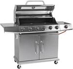 Edelstahl Grillwagen, Gasgrill Mexico 6+1, 19,3 kW, 7 Flammen, elektrische