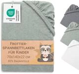 ZOLLNER Frottier-Spannbettlaken f&uuml;r Kinder in 70x140cm - Stegh&ouml;he bis 22cm -