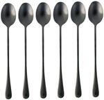 Intirilife 6er Set L&ouml;ffel aus Edelstahl in Schwarz - 19 cm L&auml;nge - Eisl&ouml;ffel...
