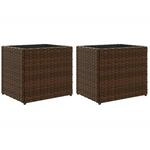 vidaXL Pflanzk&uuml;bel 2 STK. Braun 36x30x32 cm Poly Rattan, Pflanzgef&auml;&szlig;, Tomaten