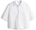OPUS Damen Kurzarmbluse | Boxy Hemdbluse aus Baumwollpopelin Loose Fit White, 44