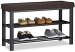 Relaxdays Schuhbank, gem&uuml;tliches Sitzpolster mit Stoffbezug, offen, 2 Ebenen f&uuml;r