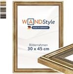 WANDStyle Bilderrahmen 30x45 Vintage, Bilderrahmen Gold Holz, hochwertiger