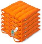Homescapes 6er Set Stuhlkissen 40x40 cm orange &ndash; Sitzkissen Outdoor/Indoor mit
