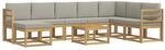 vidaXL Outdoor-Sofagarnitur mit Kissen 9 pcs Wei&szlig; und Hellgrau, Moderne