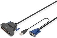 DIGITUS 1 Port KVM Modul f&uuml;r KVM Konsolen von DIGITUS (VGA, USB, PS/2), Schwarz