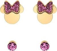 Disney Ohrringe 2er-Set Minnie Maus und rosa Solit&auml;r-Stecker, aus antiallergischem