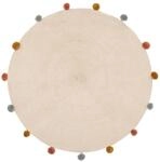 Atmosphera - Kinderteppich - Baumwolle und Pompons - beige - D90 cm - Beige