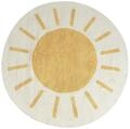 Beliani Teppich Baumwolle beige/gelb rund &oslash; 140 cm mit Muster f&uuml;r Kinder...