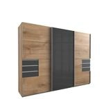 luma-Home 22611/ Schwebet&uuml;renschrank 3-teilig, Eiche Dekor, 1 Glast&uuml;r Grau