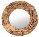 DESIGN DELIGHTS RUNDER WANDSPIEGEL Teak 60" | Teakholz (erodiert), Natur, &Oslash; 60...