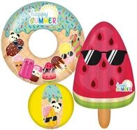 Happy People Happy Summer 3er Strandset &ndash; Aufblasbarer Wasserball,...
