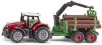 Siku 1134 Massey Ferguson Traktor mit Forstanh&auml;nger, Beweglicher Ladekran mit